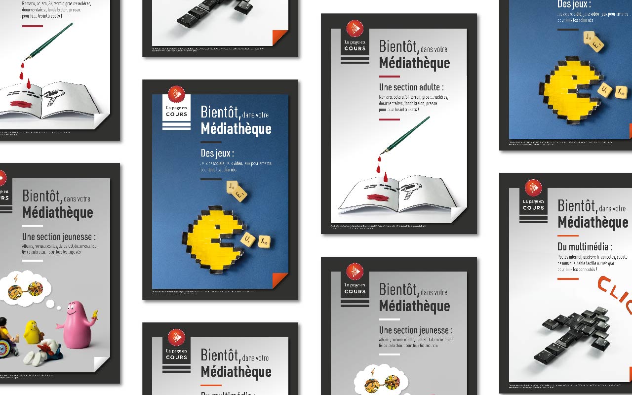 Devanture de la médiathèque de Bégard, La Page en Cours. 